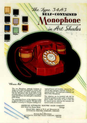 automatic electric antique telephone model 34 color selection brochure