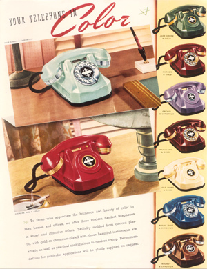 Automatic Electric model 40 monophone antique telephone color chart brochure