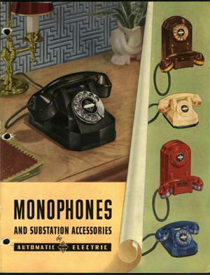 automatic electric models AE50 and AE40 monophone antique telephone color brochure