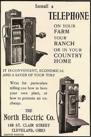 early north electric ad antique wood telephones