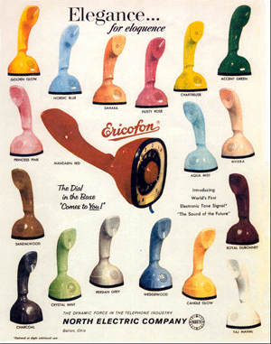 ericofon antique telephone color selection brochure
