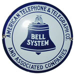 american telephone and telegraph bell system porcelain sign