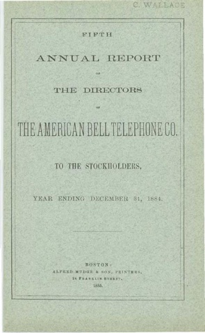 American Bell Telephone Annual Report, 1884