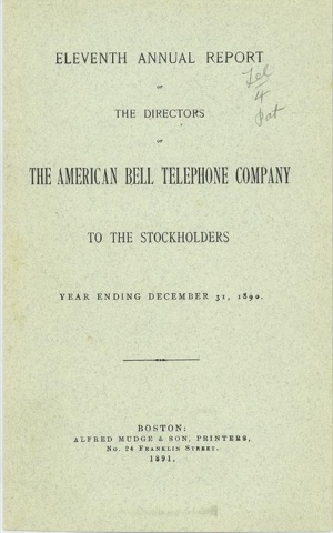 American Bell Telephone Annual Report, 1890