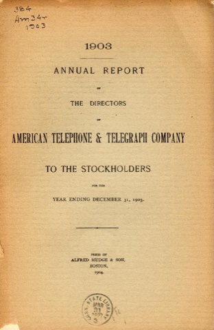 AT&T Annual Report, 1903