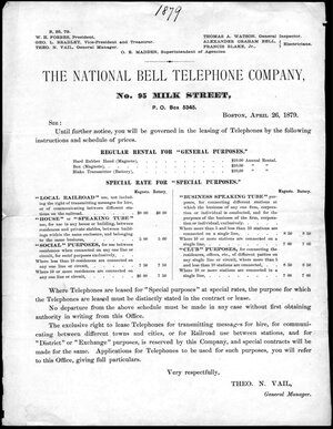 National Bell April 1879 pricing circular