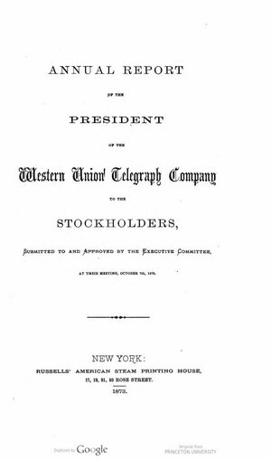 Western Union Annual Report 1873