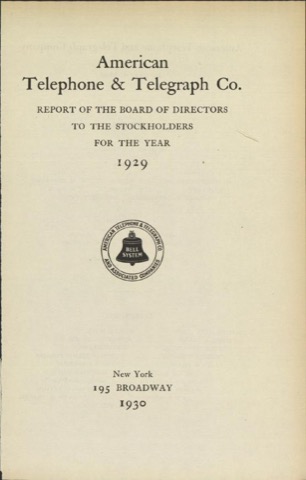 AT&T Annual Report, 1929
