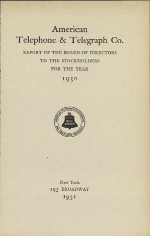 AT&T Annual Report, 1930