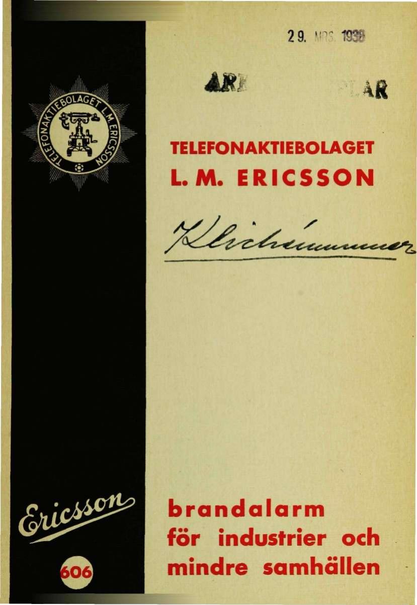 Ericsson 1938 catalog