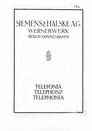 Siemens and Halske 1912 catalog