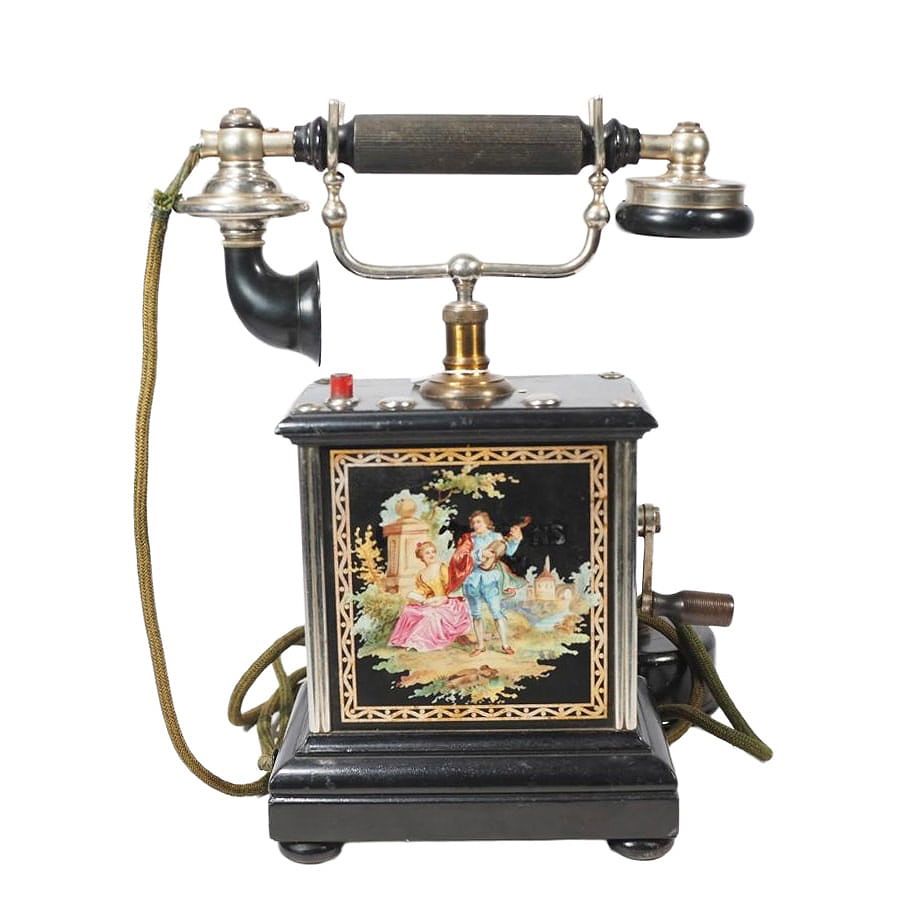 Ericsson metal phone with Victorian imagery