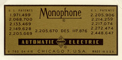 Monophone label on base