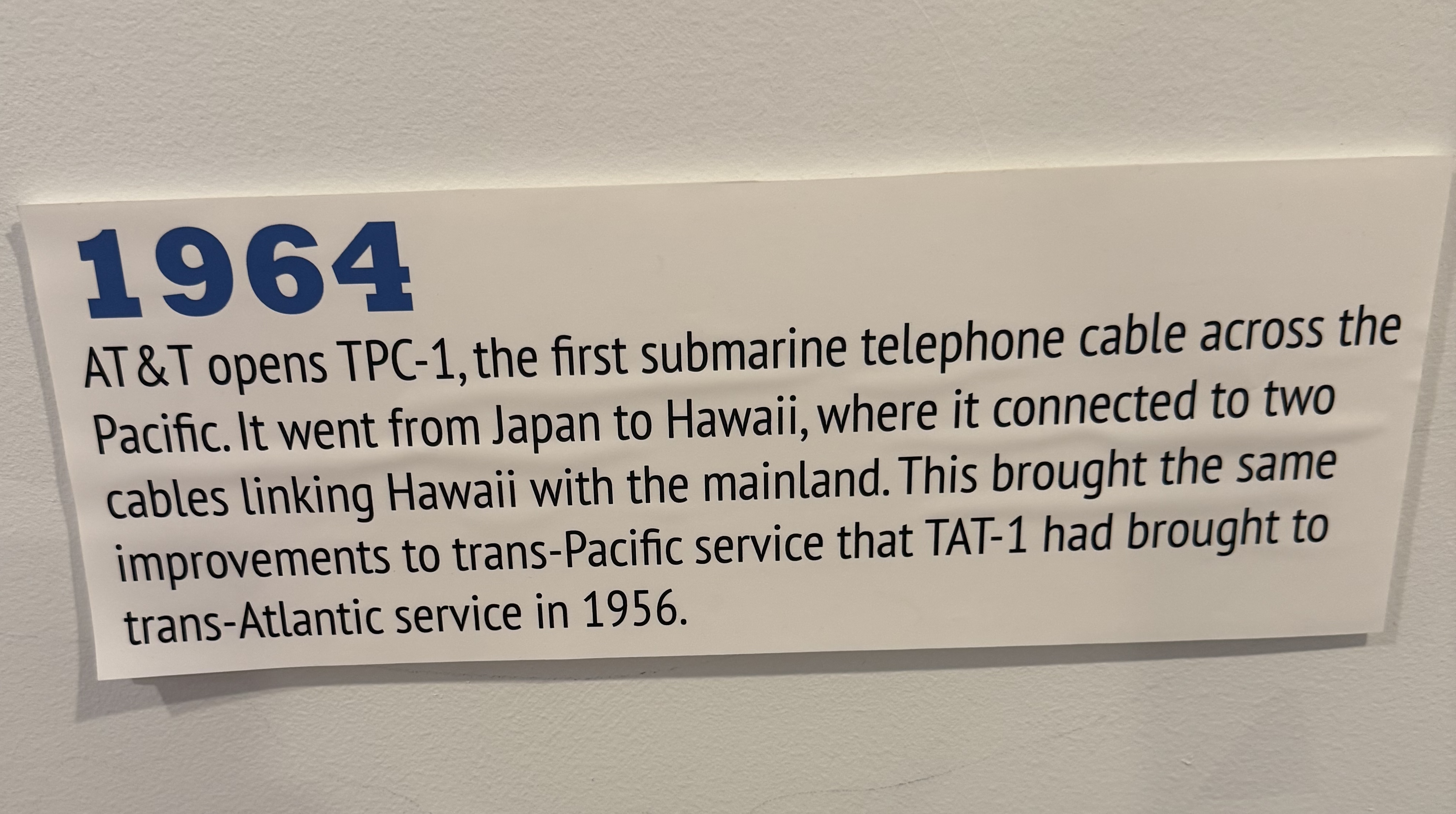 TPC-1: First transpacific telephone cable