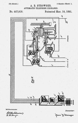 Strowger forms Automatic Electric Company, and receives switch patent