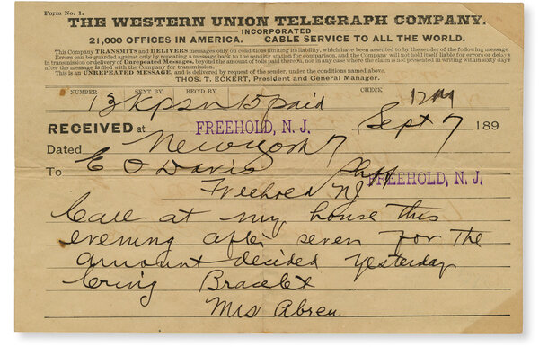 Western Union carries 55 million telegraph messages per year