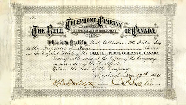 Bell Canada stock certificate