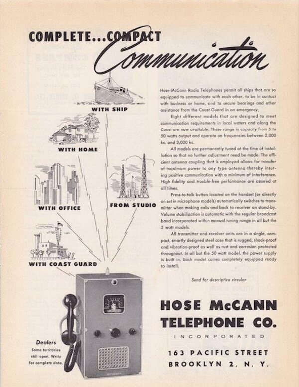 Hose-McCann ships telephone ad